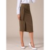INSPIRE CHIC Women's Work Straight Knot Twist Office Tie Waist Midi Skirts - 2 of 4