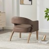GDFStudio Carmen Mid-Century Modern Rubberwood Faux Leather Upholstered Chair with Curved Backrest - 4 of 4