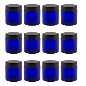 Cornucopia Brands 4oz Cobalt Blue Glass Straight Sided Cosmetic Jars 12pk; 120 ml. Capacity, BPA-Free Lids - 1 of 4