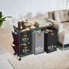 LEDREM Chestnut Brown, Ink Black and Dove Gray 39.6 Gal. (150 L) 4 - Compartment Laundry Hamper. A rolling laundry cart with shelves and 6 labels. - 2 of 4