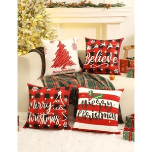 Velvet Christmas Decorations, Single Sided Throw Pillow Covers 18x18 Inches Set of 4 - 1 of 2