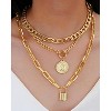 3-Piece Chunky Gold Layered Chain Set - Punk Style Paperclip & Coin Lock Necklace Collar - 4 of 4
