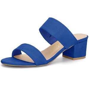 Allegra K Women's Back to College Faux Suede Dual Straps Block Heel Slide Sandals - 1 of 4