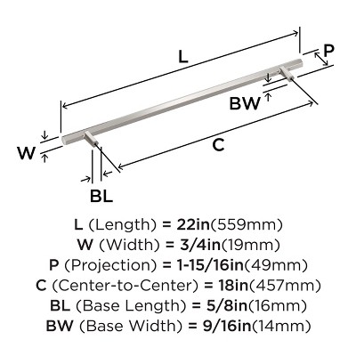 Polished Nickel 18-inch Modern Industrial Bar Pull
