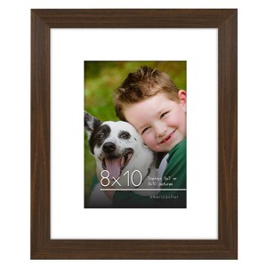 Americanflat 8x10 Picture Frame in Walnut - Displays 5x7 With Mat and 8x10 Without Mat - Composite Wood with Shatter Resistant Glass  and Tabletop - 1 of 4