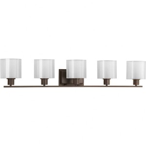 Progress Lighting, Invite Collection, 5-Light Bath Fixture, Antique Bronze, Translucent Sheer Mylar Shade - 1 of 2
