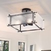 PAKOKULA 4-Light Black Square Industrial Semi-Flush Mount Ceiling Light with Textured Water Glass Shades, Modern Farmhouse Lighting - 2 of 4