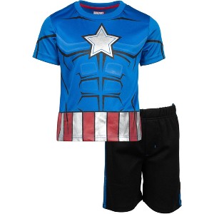 Marvel Avengers Captain America Iron Man Venom Hulk Cosplay Athletic T-Shirt and Shorts Outfit Set Toddler to Little Kid - 1 of 4