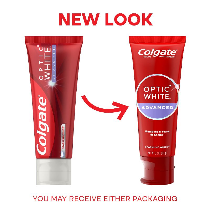 Colgate Optic White Advanced Whitening Toothpaste with Fluoride, 2% Hydrogen Peroxide - Sparkling White - 3.2oz, 4 of 14