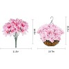 2Pcs Artificial Hanging Geraniums Plant with Brown Basket, 12 Pcs Geraniums Flowers for Christmas, Front Porch, Garden, Patio, Home Decor - 3 of 4