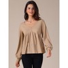 INSPIRE CHIC Women's Knit Peplum V Neck Long Lantern Sleeve Ruffle Hem Sweater - 3 of 4