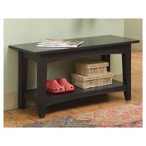 Shaker Cottage Bench with Shelf Charcoal Gray - Alaterre Furniture, Black