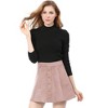 INSPIRE CHIC Women's Faux Suede Button Front A-Line High Waisted Mini Short Skirt - 4 of 4