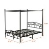 FURNIinspire Beds Queen Size Metal Canopy Bed Frame Platform Bed with Headboard Footboard , Bedroom Furniture, Black, 83.46"*59.84"*75.6" - 3 of 4