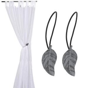 Evideco French Home Goods Magnetic Wooden Leaf Curtain Tiebacks - 1 of 4