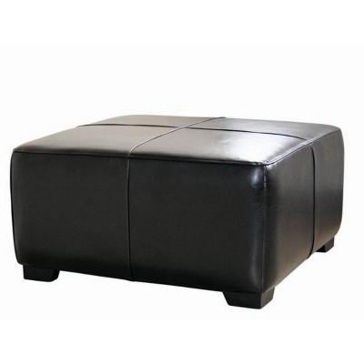 Full Leather Square Ottoman Footstool Black Baxton Studio Target