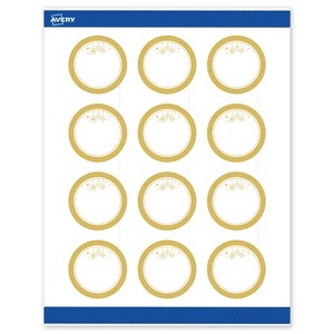 Avery Labels, 2" Diameter, Gold-Metallic Ornaments, Matte, 120ct - 1 of 4