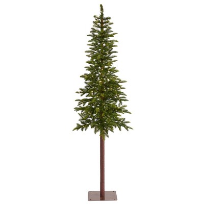 7ft Nearly Natural Pre-Lit LED Slim Alaskan Alpine Artificial Christmas Tree Clear Lights