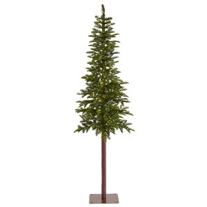7ft Nearly Natural Pre-Lit LED Slim Alaskan Alpine Artificial Christmas Tree Clear Lights - 1 of 4
