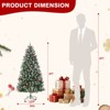 Pre-decorated artificial Christmas tree with lights, pencil-shaped, metal frame, foldable base, suitable for living rooms and outdoor use. - 2 of 4