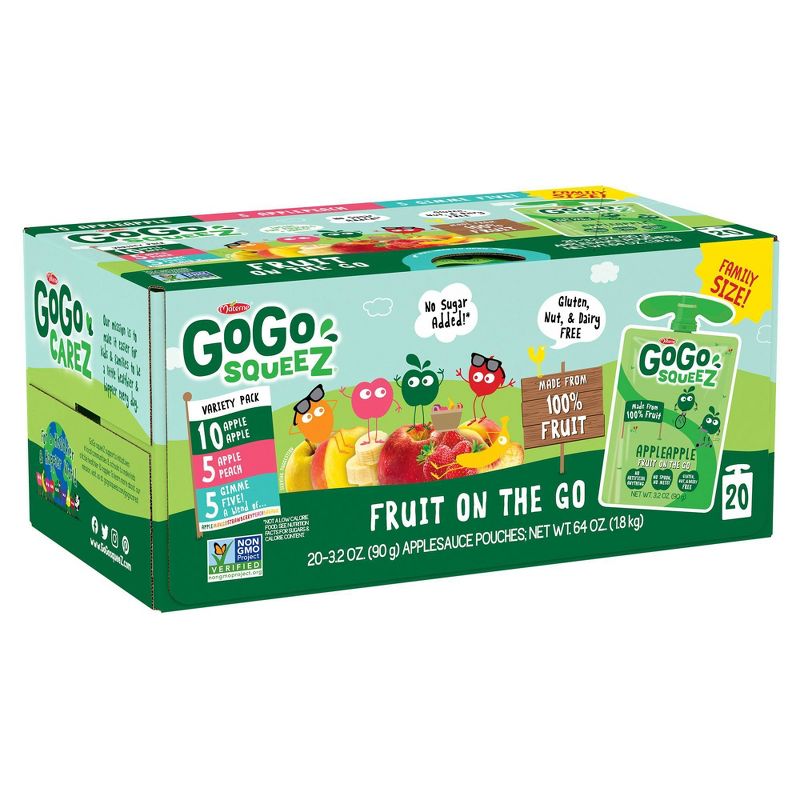 GoGo squeeZ Applesauce, Variety Apple/Peach/GIMME 5 - 3.2oz/20ct, 3 of 11