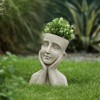 LuxenHome Speckled Beige MgO Happy Bust Head Planter - 3 of 4