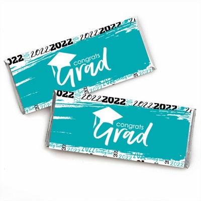 Big Dot of Happiness Teal Grad - Best is Yet to Come - Candy Bar Wrapper Turquoise 2022 Graduation Party Favors - Set of 24