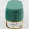 GlasFlength Ottomans and Benches Oval Velvet Storage Bench Upholstered Bedroom Bench Modern Storage for Living Room, Green, 46.97"*16.9"*11.41" - 3 of 4