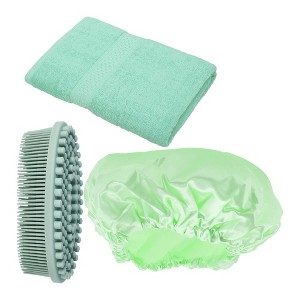 Unique Bargains Soft Absorbent Cotton Bath Towel 3 Pcs - 1 of 4