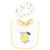 Hudson Baby Infant Girl Cotton Bib and Headband or Caps Set, Navy Lemon, One Size - 3 of 4