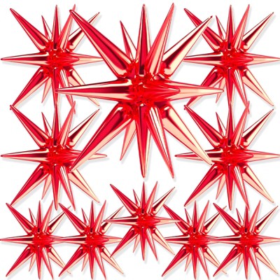 PartyWoo Foil Balloons Red Star Starburst 42 27 22 Inch