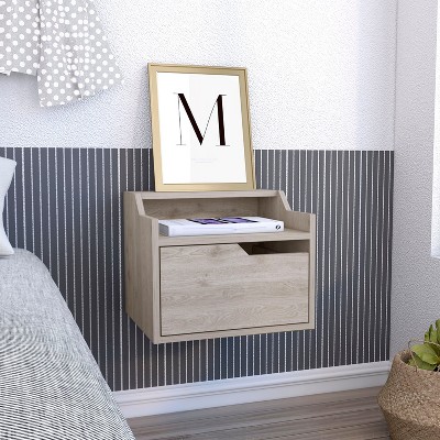 NicBex Modern Floating Nightstand with 1 Drawer Bedside Table End Table with Two-Tiered Top Shelf for Bedroom, Living Room