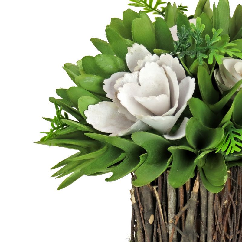 9" Artificial Spring Cream Floral Bundle in Branch Twig Base- National Tree Company, 3 of 4