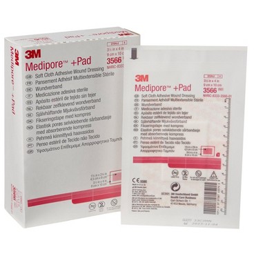 3m Medipore +pad Adhesive Wound Dressing, 3.5 In X 4 In, 25