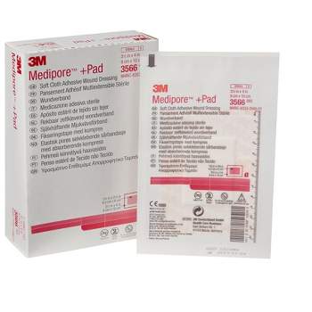 3M Medipore Sterile Adhesive Dressing Rectangle 3-1/2 X 4 Inch 3566 25 per Box