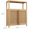 Bathroom Storage Cabinet with Double Slatted Doors, Open Side Shelf; Freestanding Organizer for Bathroom, Living Room, Hallway, Kitchen Neutral - 4 of 4