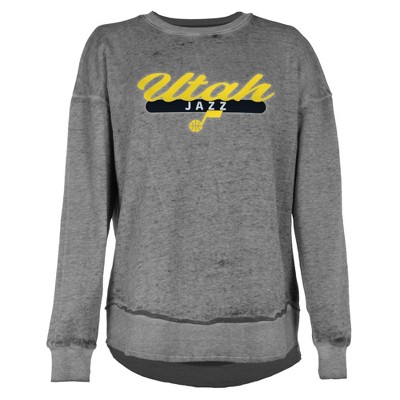 NBA Utah Jazz Women's Burnout Crew Neck Fleece Sweatshirt