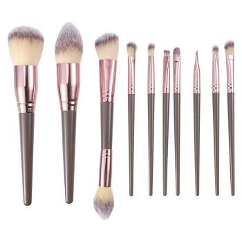 Unique Bargains Makeup Brush Set Concealer Blush Plastic Metal Handle 10 Pcs