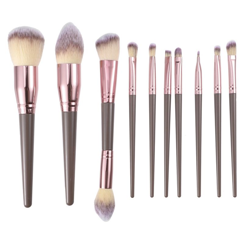 Unique Bargains Makeup Brush Set Concealer Blush Plastic Metal Handle 10 Pcs, 1 of 7