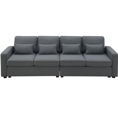 NicBex 104 Inch 4-Seater Modern Linen Sofa with Armrest Pockets and 4 Pillows for Living Room,Office,Apartment