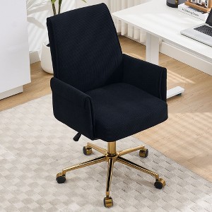 CAVINAS Ergonomic Office Chair with Lumbar Support,Mid-Back Desk Chair with Adjustable Height,Corduroy Fabric Computer Chair for Work and Study - 1 of 4
