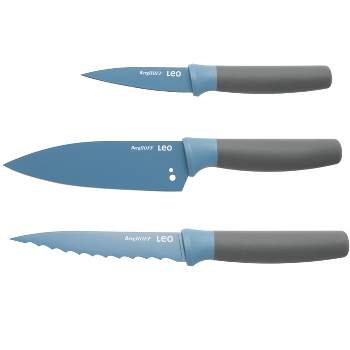 Dura Living 3 Piece Printed Kitchen Knife Set With Blade Guards, Multi  Color : Target