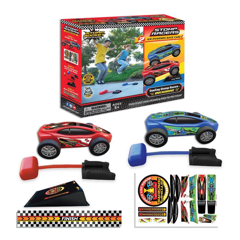 Stomp Rocket Dueling Stomp Racers Overdrive with 2 Race Cars &#38; 2 Launchers, 1 of 5