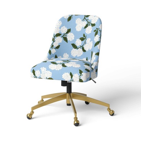 Rifle Paper Co. x Target Hydrangea Desk Chair Cornflower Light Blue Adjustable Armless Metal Frame Casters