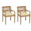 vidaXL Solid Teak Wood Batavia Chair Set with Cream White Cushions - Elegant Indoor/Outdoor Garden & Patio Seating - 2 of 4