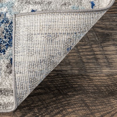 Blue Floral Synthetic 4' x 6' Rectangular Area Rug