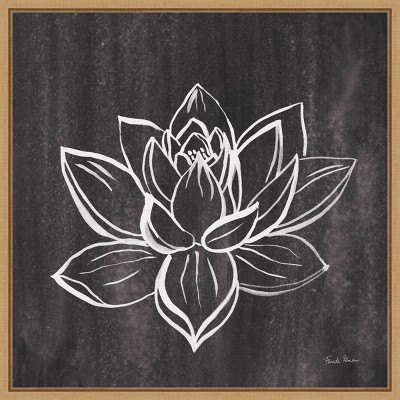 16" x 16" Lotus Gray by Farida Zaman Framed Wall Canvas - Amanti Art