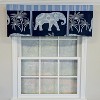 RLF Home 100% Cotton White Elephant Pleated  Unlined Windows Rod Pocket Valance 50" x 17"  Blue - 2 of 4