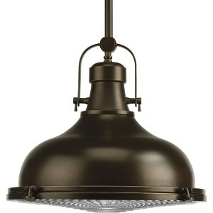 Progress Lighting, Fresnel, 1-Light Pendant, Oil Rubbed Bronze, Prismatic Glass Shade - 1 of 2