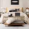 Tangkula Coffee Table Rectangle Glass Top w/ Storage Shelf & Gold Steel Frame Living Room - 3 of 4
